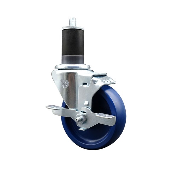 4'' SS Solid Poly Swivel 1-5/8'' Expanding Stem Caster with Brake